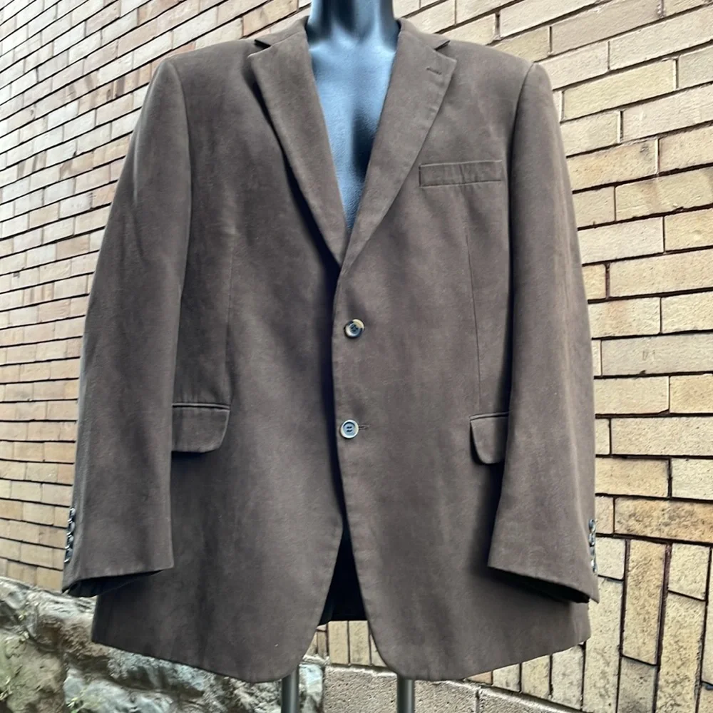 Andrew Fezza Espresso Brown Baxter Suede 2 button sport coat Size 48R